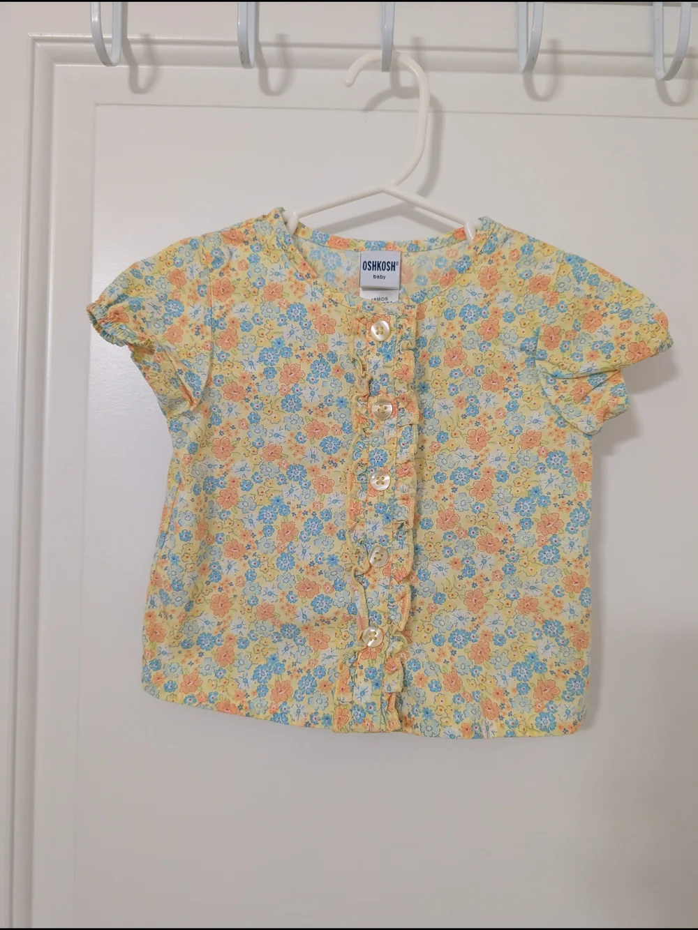 Vintage OshKosh B'gosh Yellow Floral Ruffle-Front Girls' Top‎